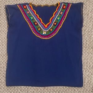 Handmade Embroidered Top Sleeveless Scallop Mexican Style Southwest No Label